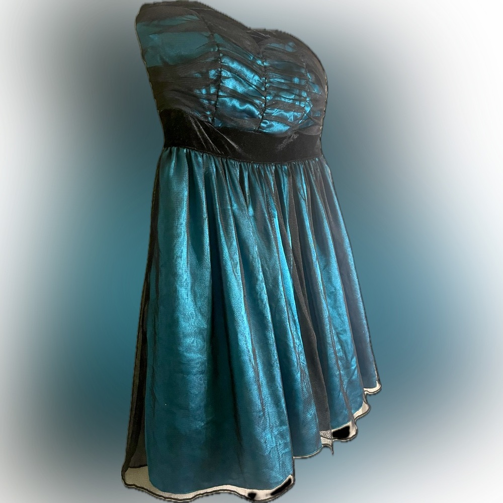 SEQUIN HEARTS Teal/Black Mini Dress